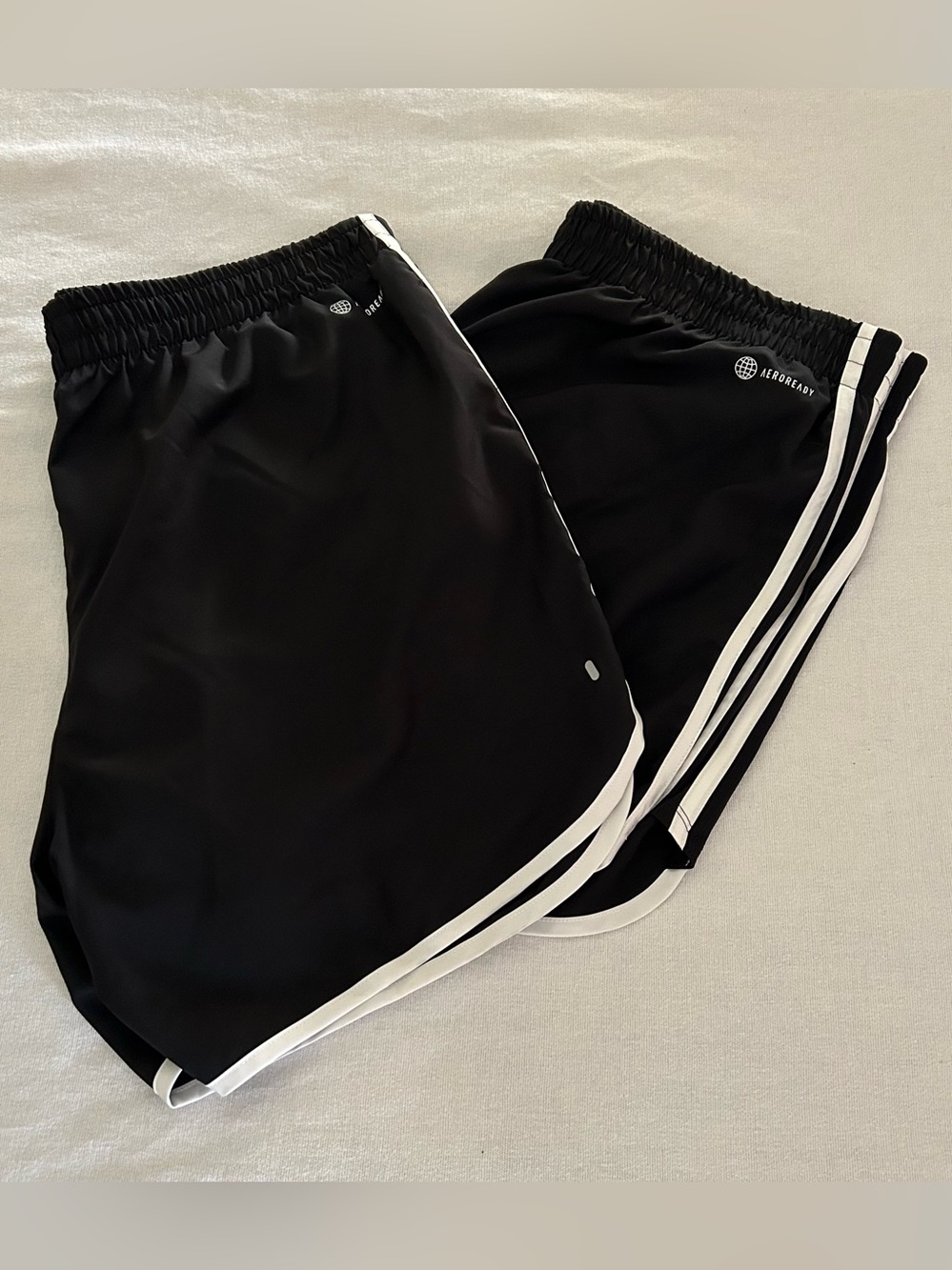 2 pairs Adidas M20 Aeroready Black Athletic Shorts with White Trim Size 1X